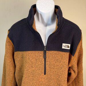 The North Face Men's yellow and dark blue warm 1/2 zip Jacket pullover XL EUC